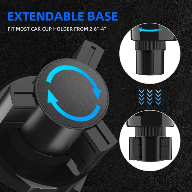 DYLEN Car Cup Holder Expander  Cup Holder Extender Adapter for Car with Expandable Base  Fits Yeti 20/26/30/46oz  Hydroflask 32/40oz  Large Water Bottles in 2.8 ""-4.2 "" (16-46oz) - Image 4